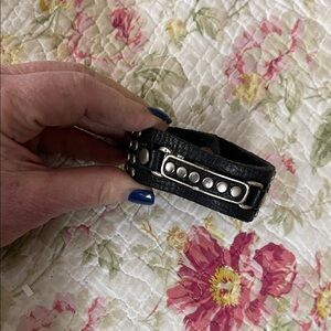 Black Leather Studded Bracelet